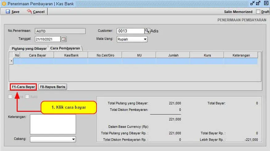 Cara Penerimaan Pembayaran Piutang Customer di BeeAccounting