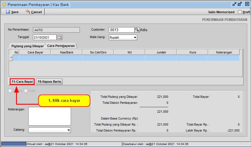 Cara Penerimaan Pembayaran Piutang Customer di BeeAccounting