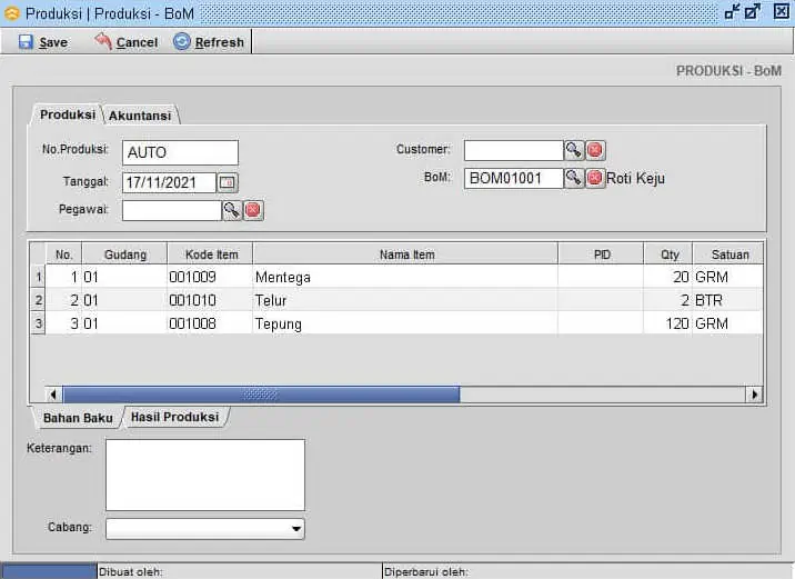 Cara Input Produksi BOM Beeaccounting