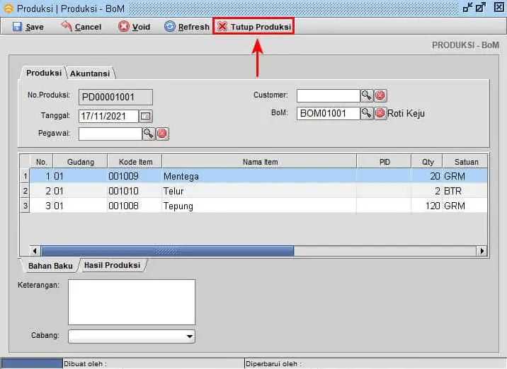Cara Input Produksi BOM Beeaccounting