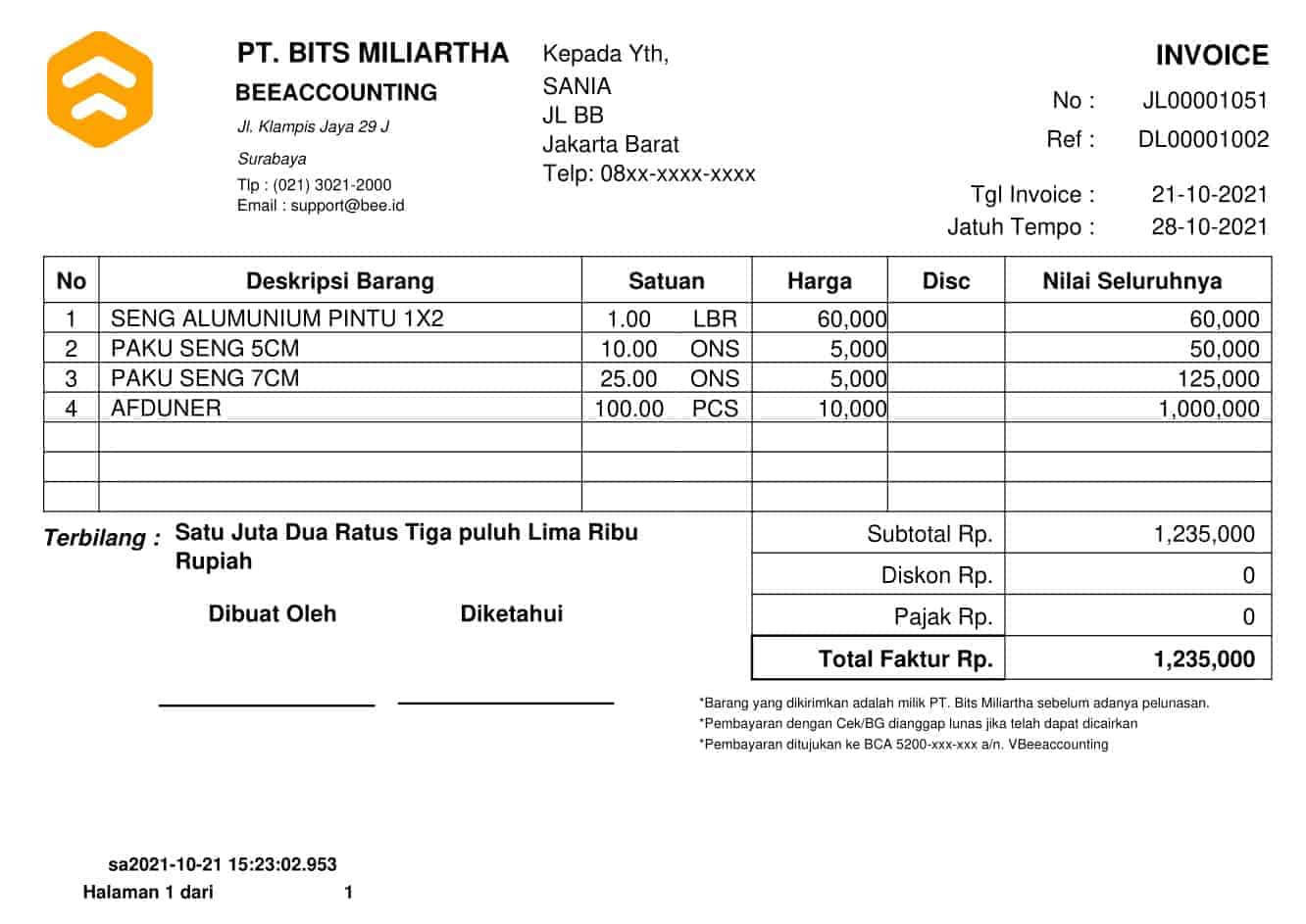 1. Invoice Penjualan Continuoes Form