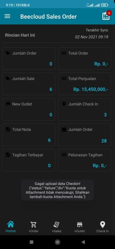 Gagal Upload data Checkin! Sales Order Mobile (SOM)