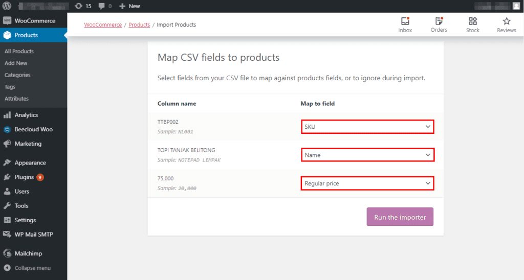 Import Data Produk Woo Commerce