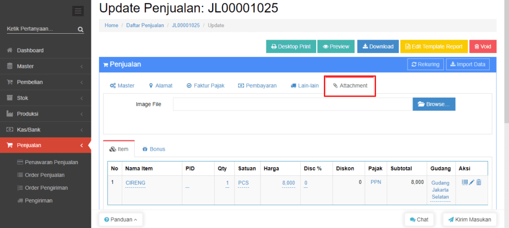 Melampirkan Bukti Pembayaran Transaksi pada Beecloud (Attachment)