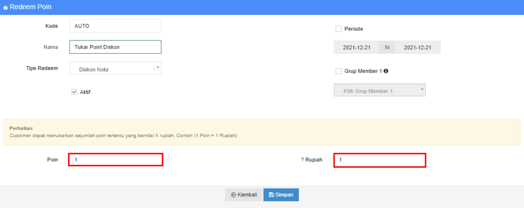 Setting Redeem Poin Beepos
