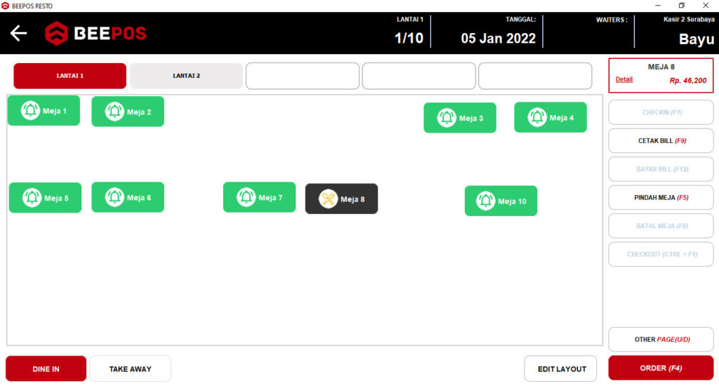 Pindah Meja pada Beepos Resto