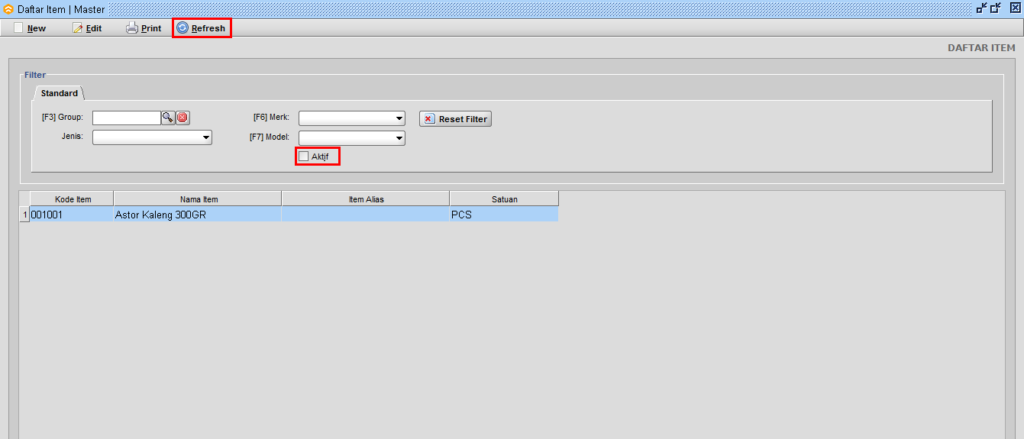 Cara Non Aktif - Aktif Master Item Beeaccounting