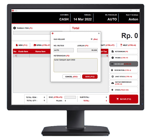 Aplikasi POS Minimarket - Kas Keluar screenshot