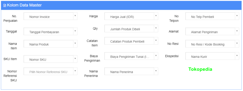 Kolom Tokopedia