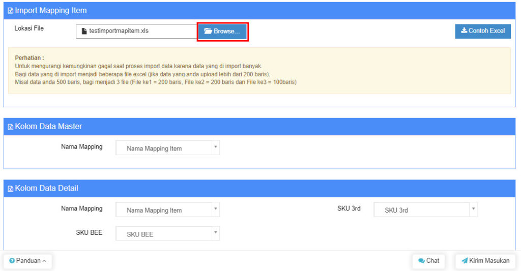 Import Mapping Item E-Commerce