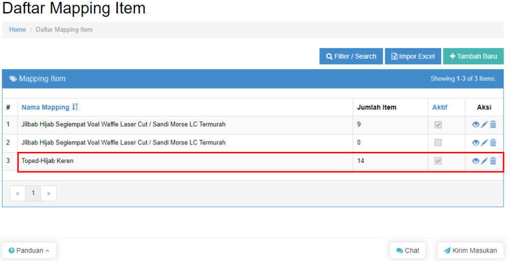 Import Mapping Item E-Commerce