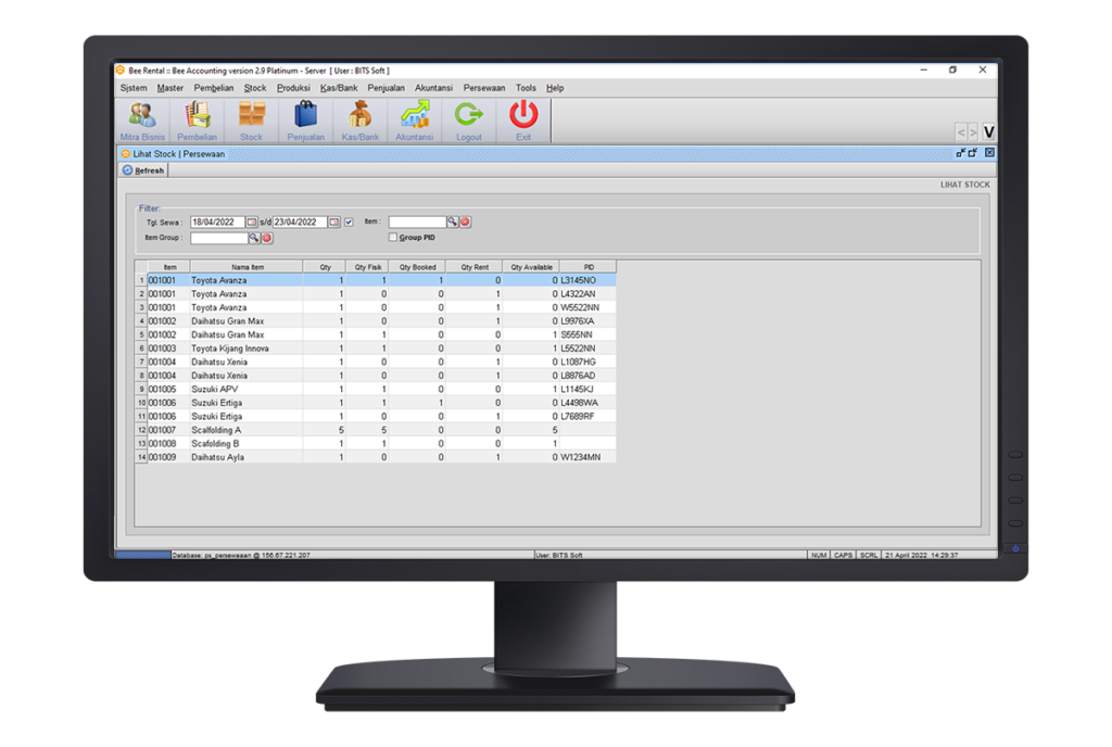 05 Beeaccounting Software Rental Lihat Stok Unit