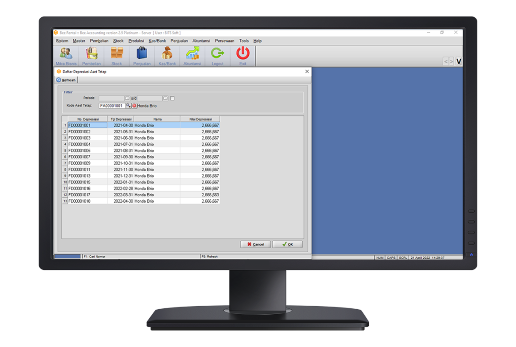 07 Beeaccounting Software Rental Depresiasi Asset