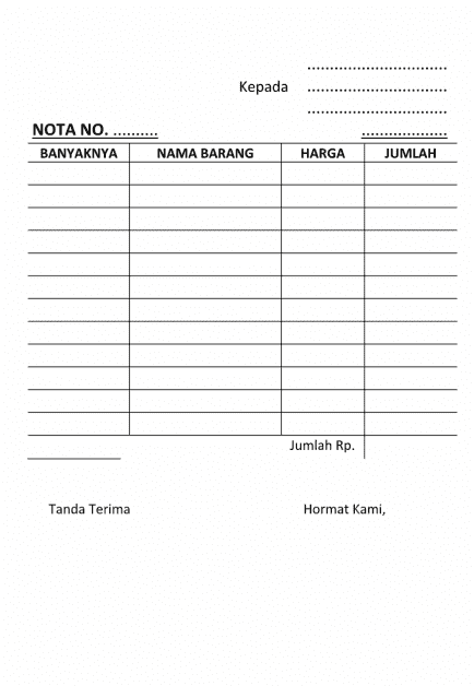 nota kontan contoh