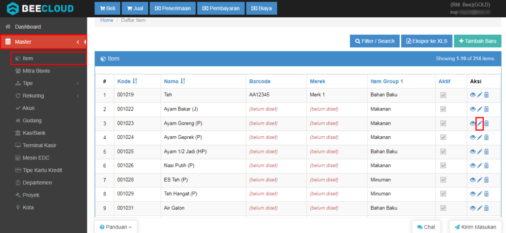 Update Harga Jual Beecloud