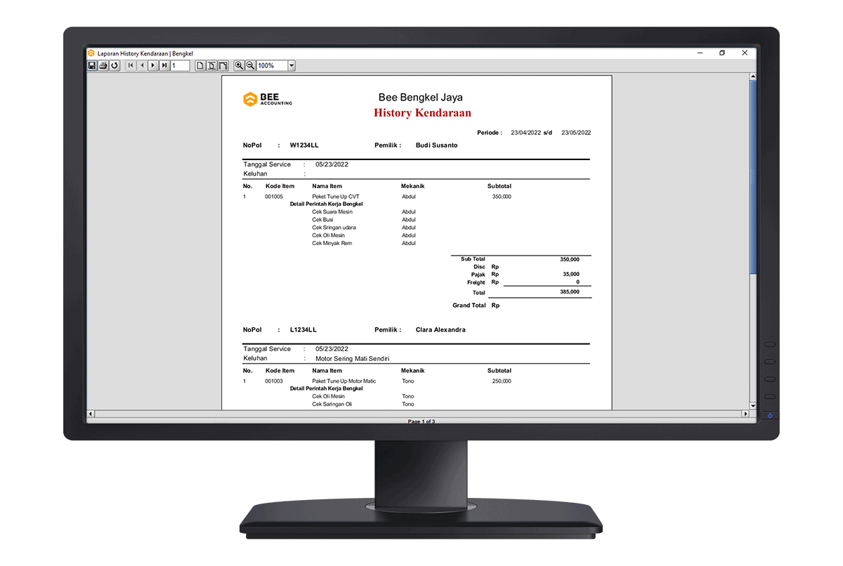 10 Beeaccounting Software Bengkel History Service Kendaraan