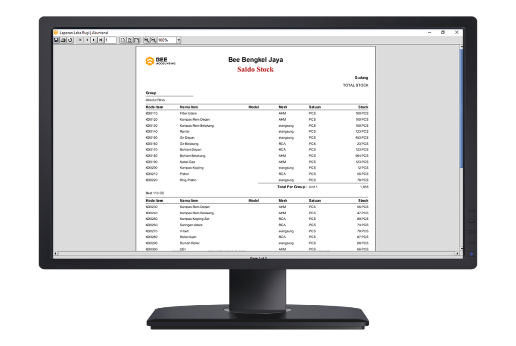 10c Beeaccounting Software Bengkel Laporan Saldo Stok Sparepart