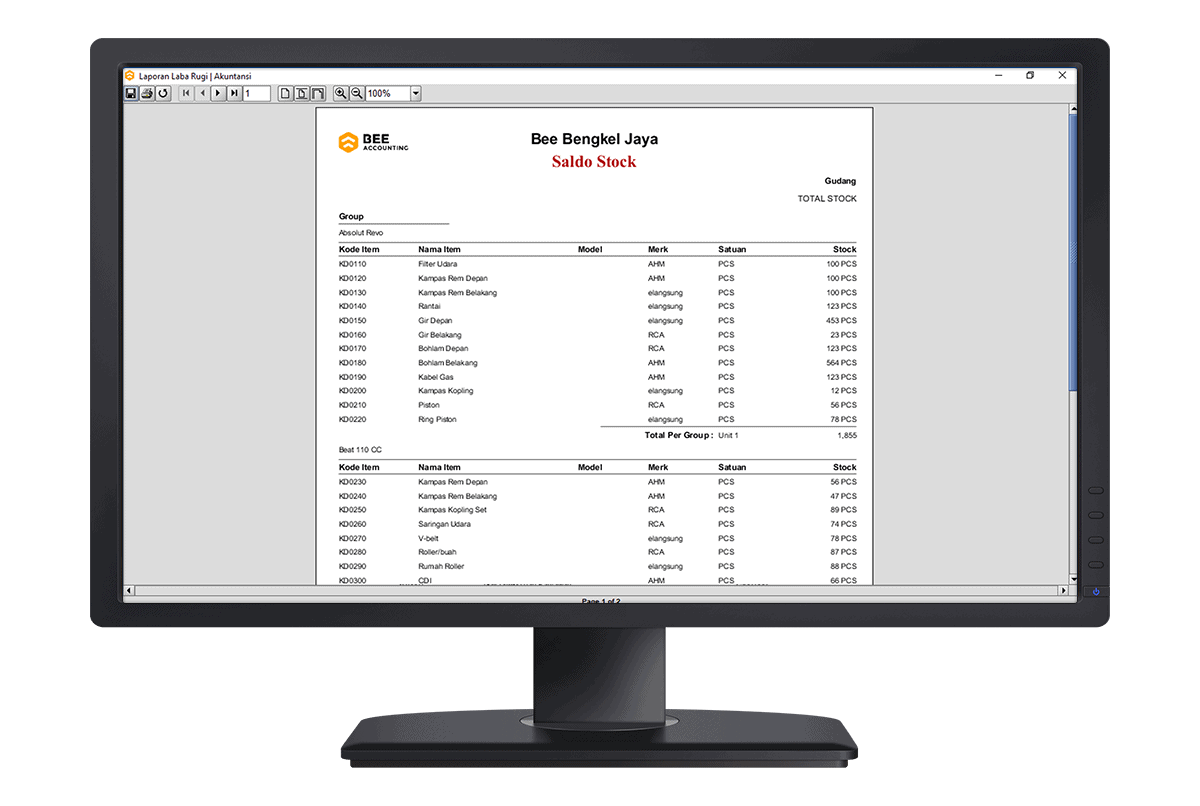 10c Beeaccounting Software Bengkel Laporan Saldo Stok Sparepart