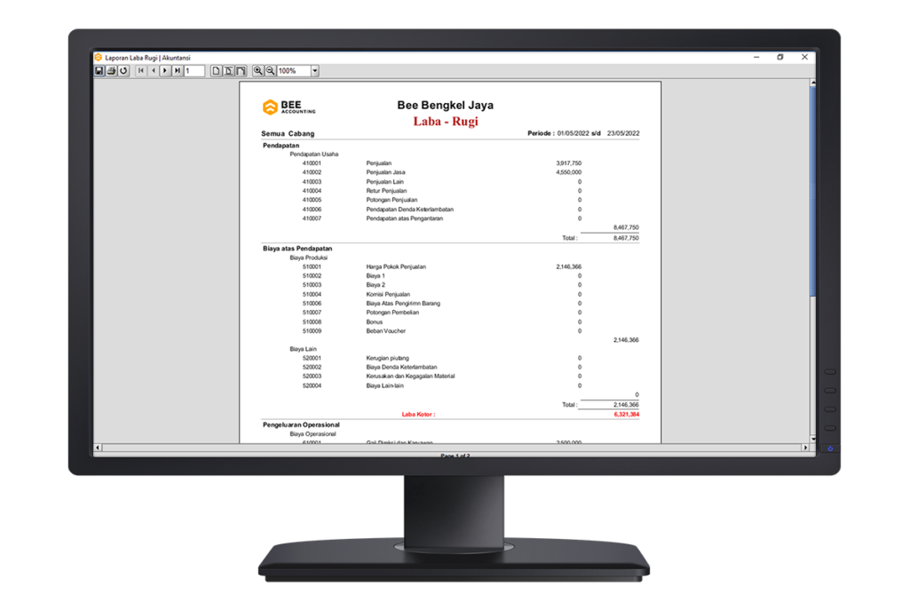 12 Beeaccounting Software Bengkel Laba Rugi