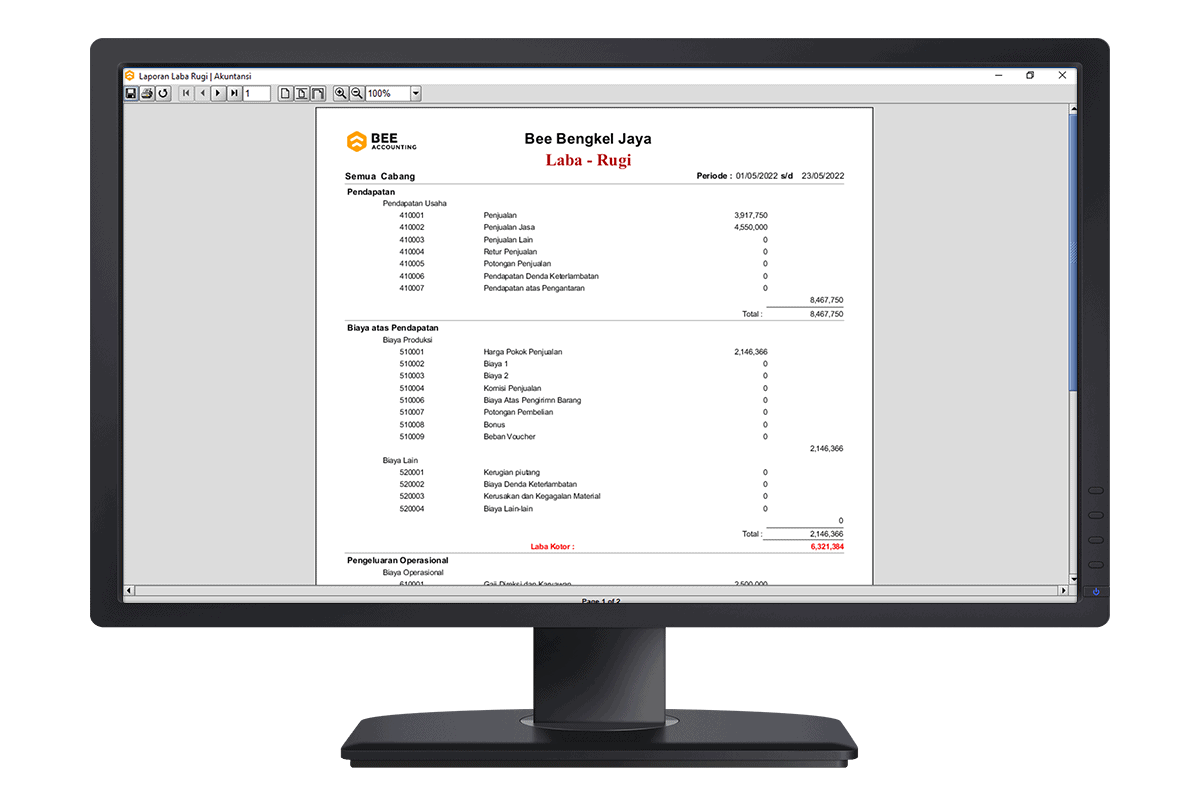 12 Beeaccounting Software Bengkel Laba Rugi