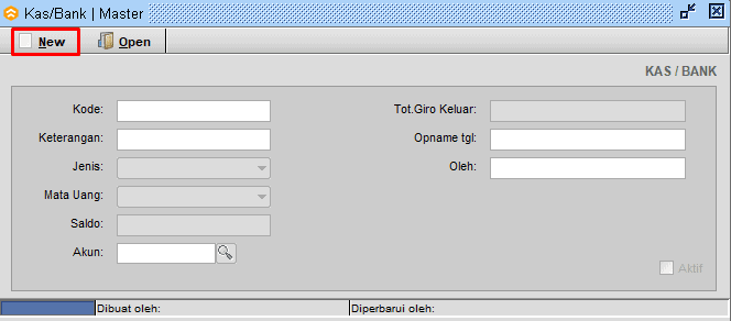 Buat Baru Master Kas