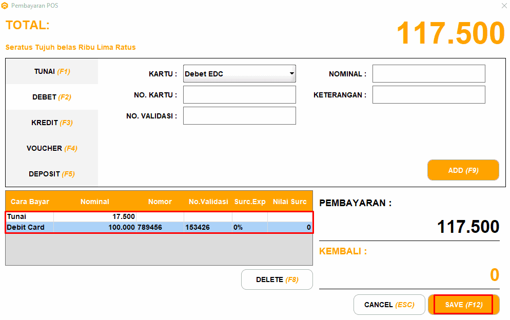 Hasil Pembayaran Multi Payment