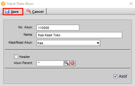 Input Data Akun