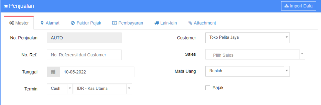 Input Transaksi Penjualan