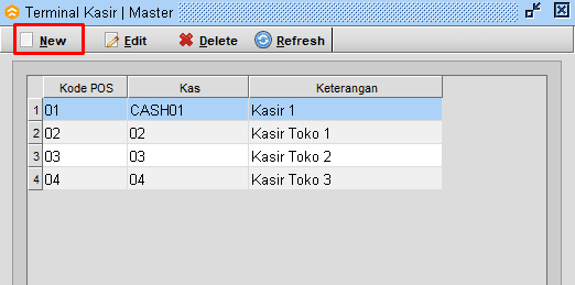 Klik New Terminal Kasir
