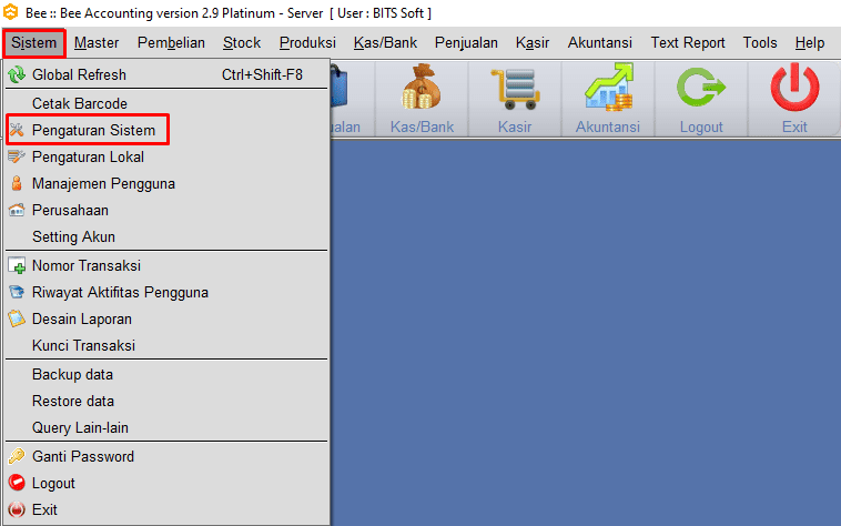 Masuk Pada Menu Sistem