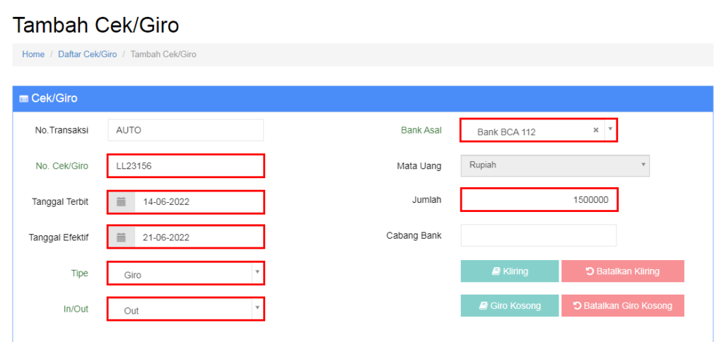 Pembayaran Menggunakan Giro Beecloud