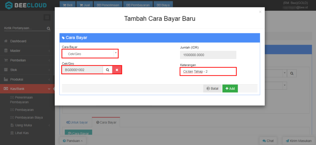 Pembayaran Menggunakan Giro Beecloud