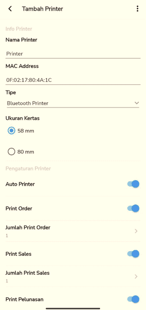 Cara Setting Printer Pada Sales Order Mobile