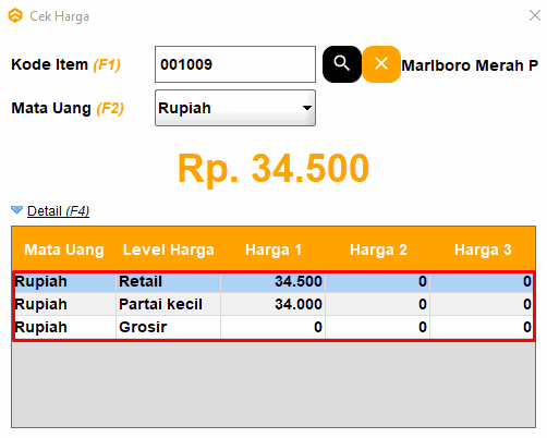 Daftar Harga Dengan Level Harga Lain