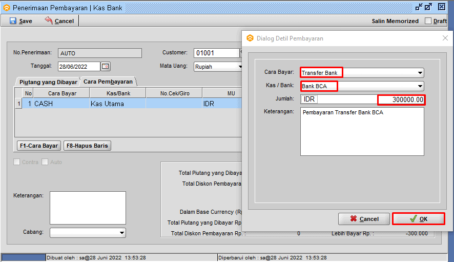 Input Pembayaran Transfer Bank
