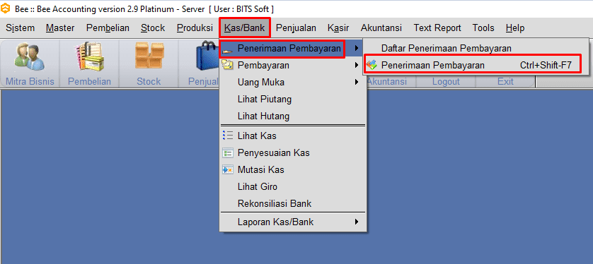 Masuk Menu Penerimaan Pembayaran