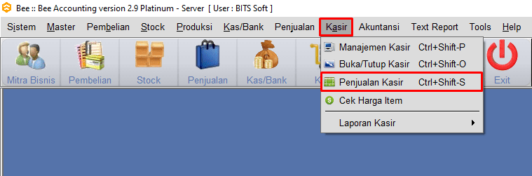 Masuk Menu Penjualan Kasir