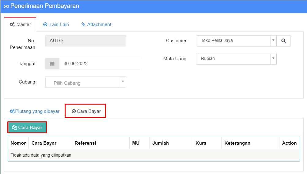 Masuk Tab Cara Bayar