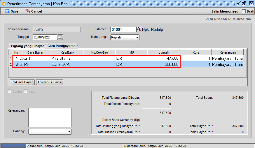 Penerimaan Pembayaran Multi Payment