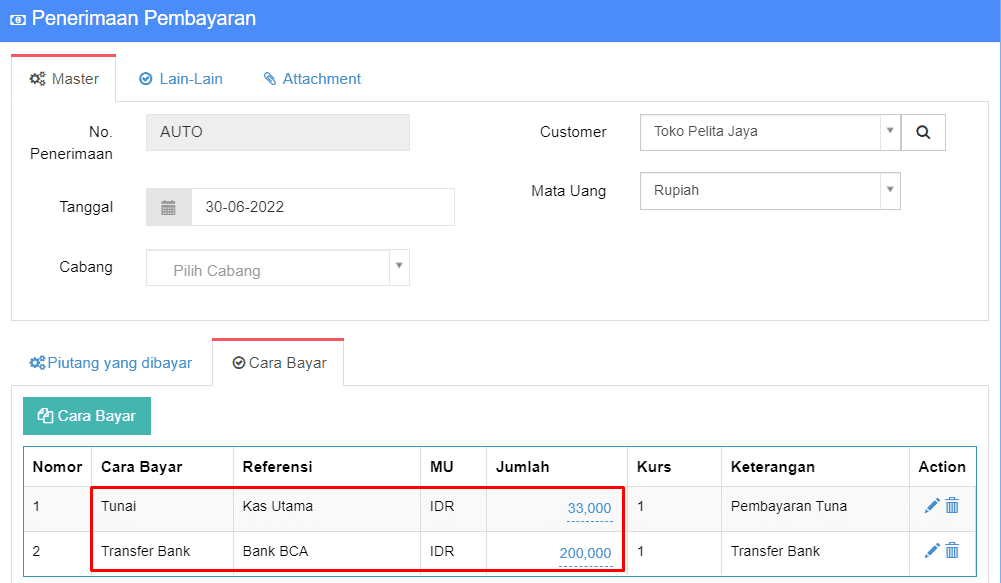 Penerimaan Dengan Multi Cara Bayar