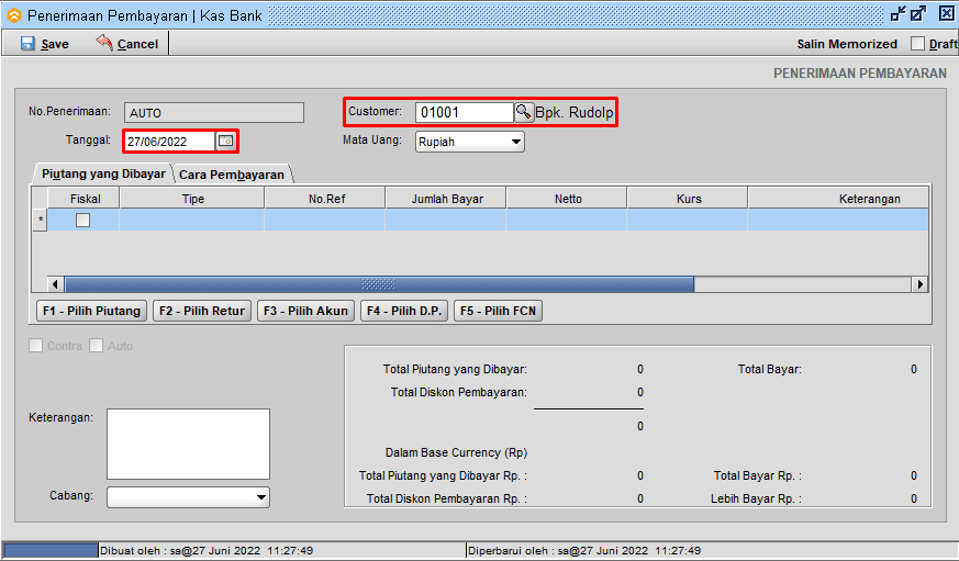 Setting Customer Dan Atur Tanggal