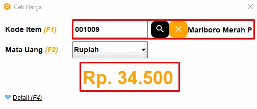 Tampilan Harga Jual