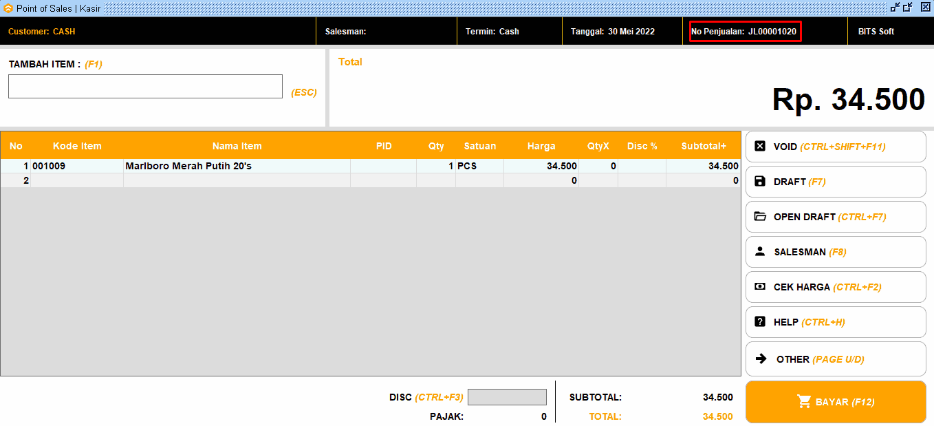Daftar Transaksi, Void Transaksi dan Reprint Transaksi Kasir Beeaccounting