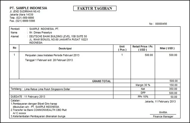 Contoh Invoice Tagihan