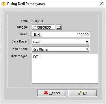 Order Pembelian Dengan DP / Uang Muka di BeeAccounting