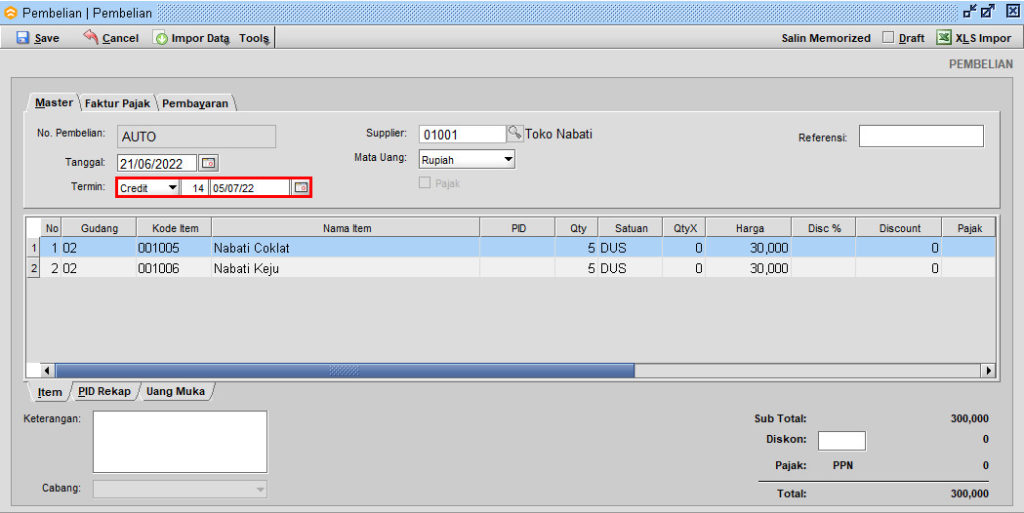 Order Pembelian Dengan DP / Uang Muka di BeeAccounting