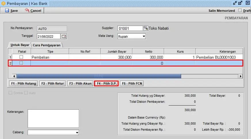 Order Pembelian Dengan DP / Uang Muka di BeeAccounting