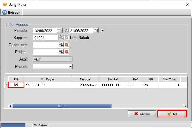 Order Pembelian Dengan DP / Uang Muka di BeeAccounting