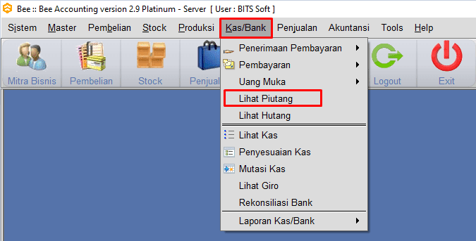 Masuk Menu Lihat Piutang