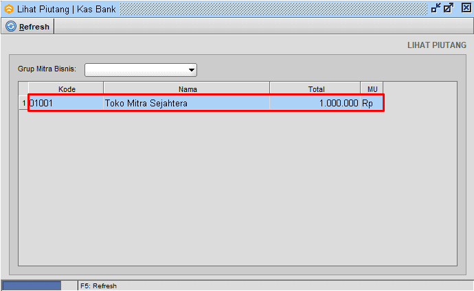 Piutang Berhasil Terinput